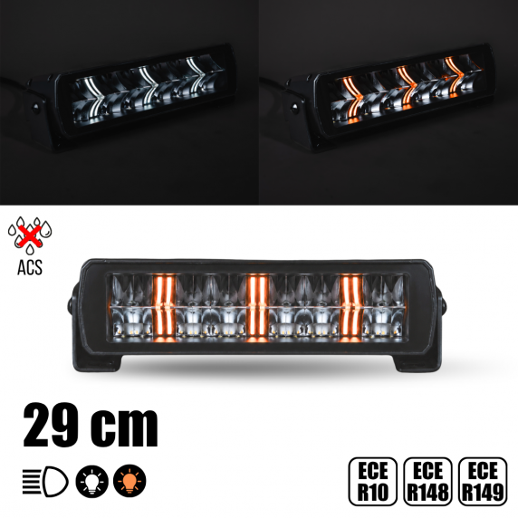 VIKLIGHT - 29 cm - Barre de LEDs ACS double ligne avec veilleuses blanches et orange - 120W - 12/24V