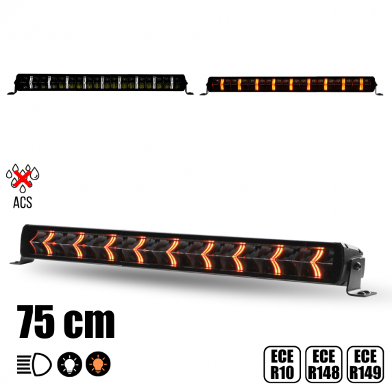 VIKLIGHT - 75 cm - Barre de LEDs ACS double ligne avec veilleuses blanches et orange - 360W - 12/24V