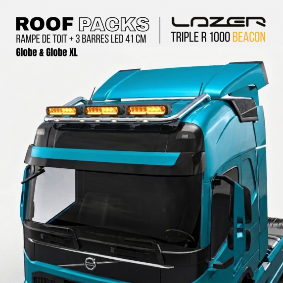 Roof Pack Volvo FH/FM - 1 rampe de toit w/ LEDs + 3x Barres LED LAZER TRIPLE-R 1000 GYRO 41 cm