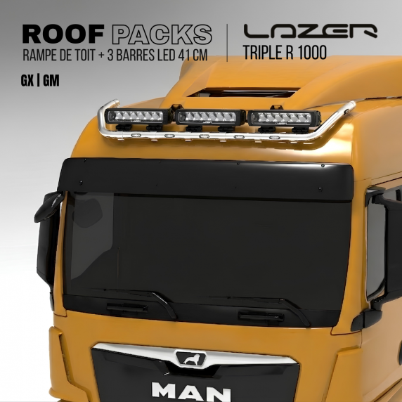 Roof pack MAN TGX - Rampe de toit + 3x barres de LED LAZER TRIPLE-R 1000 41 cm