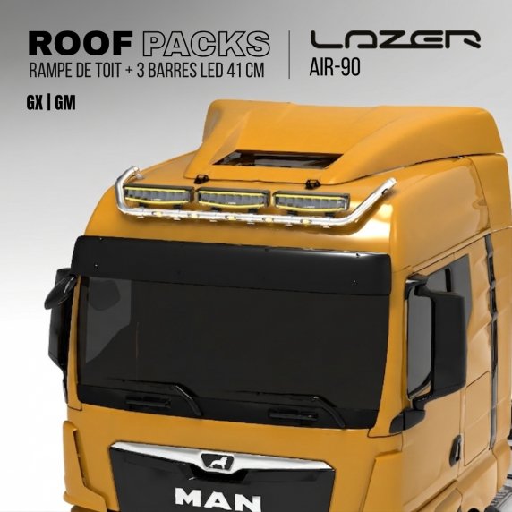 Roof pack MAN TGX - Rampe de toit + 3x barres de LED LAZER AIR-90 41 cm