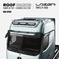 ROOF PACK pour Mercedes ACTROS - Rampe de toit + 3x Barres LED LAZER TRIPLE-R 1000 41 cm
