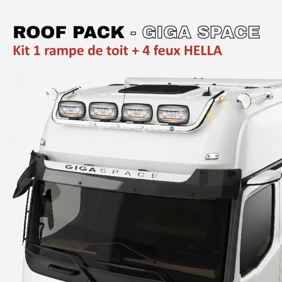 ROOF PACK pour Mercedes ACTROS - Rampe de toit + 4x JUMBO Full LED w/ veilleuses blanches et orange