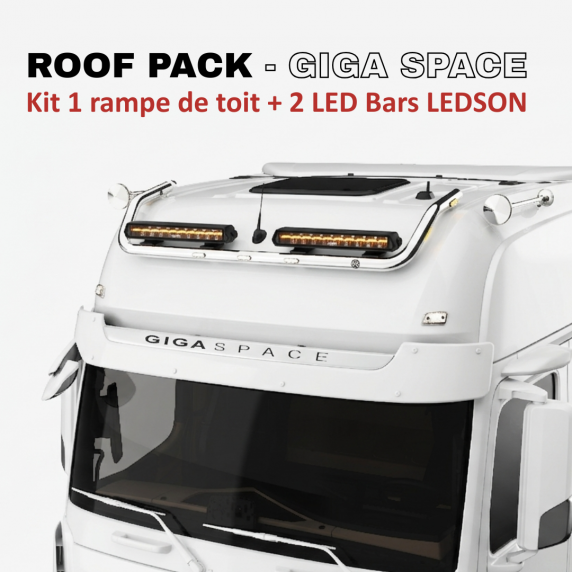 ROOF PACK pour Mercedes ACTROS - Rampe de toit + 2x barres de LED 51 cm LEDSON EPIX20+