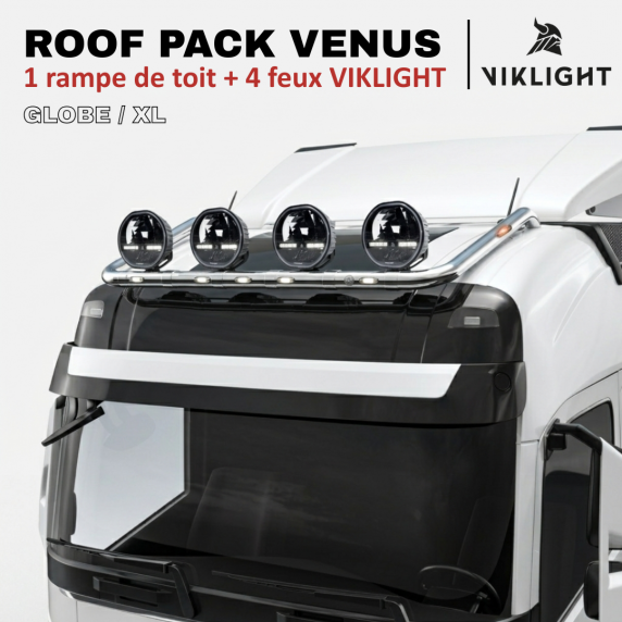 Roof Pack Volvo FH/FM - 1 rampe de toit w/ LEDs + 4x Projecteurs VIKLIGHT VENUS 135W