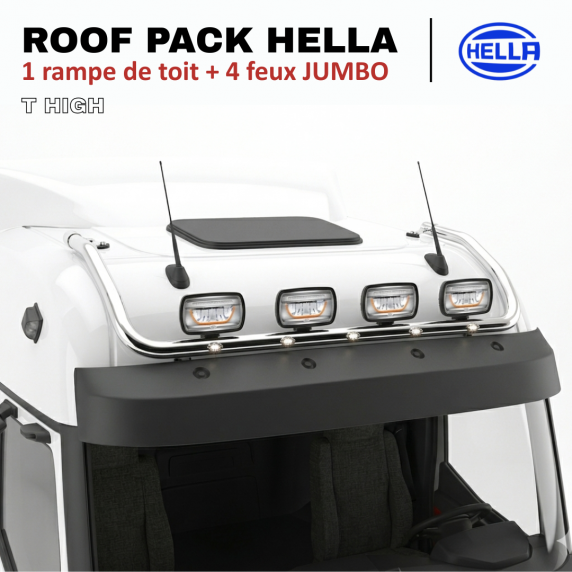 ROOF PACK pour Renault T High - Rampe de toit + 4x JUMBO Full LED w/ veilleuses blanches et orange