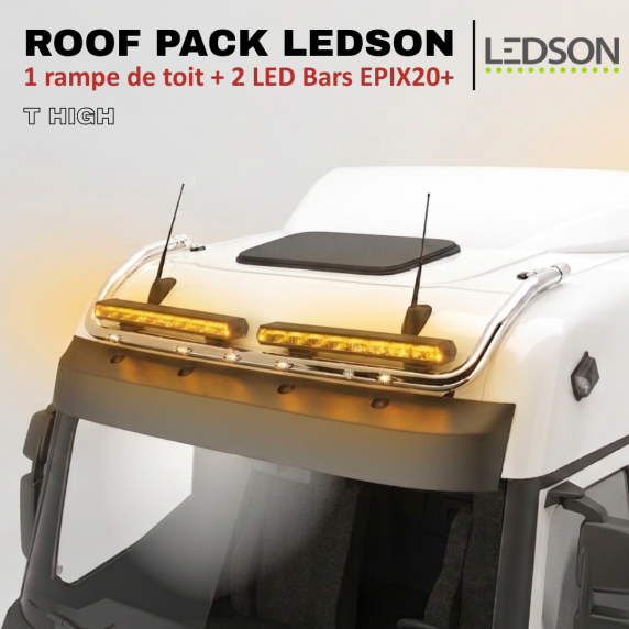 ROOF PACK pour Renault T High - Rampe de toit + 2x barres de LED 55 cm JUMBO
