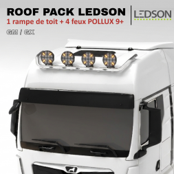 Roof pack MAN TGX - Rampe de toit + 4x projecteurs longue portée JUMBO FULL LEDs w/ feux de position blancs et orange