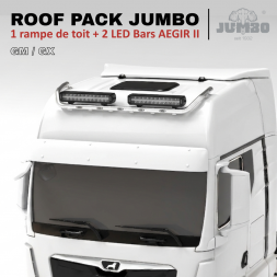 Roof pack MAN TGX - Rampe de toit + 4x projecteurs longue portée JUMBO FULL LEDs w/ feux de position blancs et orange
