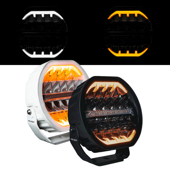 VIKLIGHT - Projecteur PEGASUS - Veilleuses LEDs blanches et orange + mode Flash - 192W - ⌀228mm - 12/24V