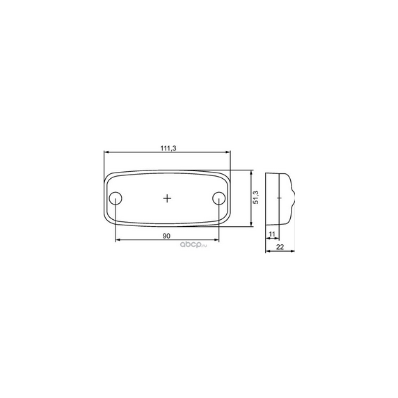 Feu de gabarit latéral LED HELLA - Montage en saillie - Épaisseur 22mm - 111x51,3 mm - 12-24V