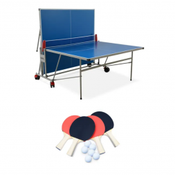 Table de Ping Pong pliable - Extérieur / Intérieur - Avec 4 raquettes + 6 balles