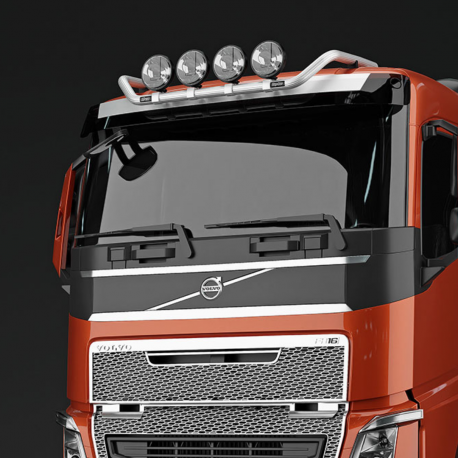 Rampe de toit TRUX en aluminium - 4 feux - Airflow - Volvo FH AERO - FH5 - FH4 - FM5 - FMX3