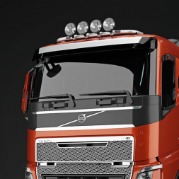 Rampe de toit TRUX en aluminium - 4 feux - Airflow - Volvo FH AERO - FH5 - FH4 - FM5 - FMX3 - Cabine basse