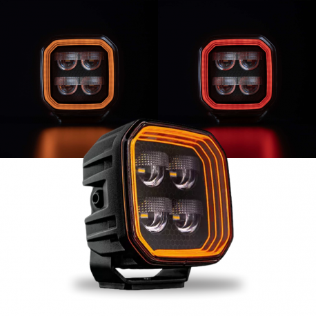 STRANDS - 108mm - Feu de travail FOR9T NO-GLARE à LEDs avec veilleuses orange et rouges - 78W - 12-24V