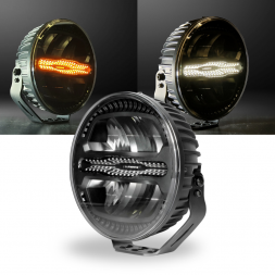 LUMIDRIVE - Projecteur RAYZOR 9 - Veilleuses LED Blanc/Orange + Flash - 100W - ⌀228mm - 10-30V