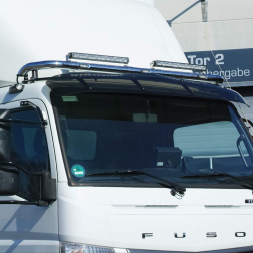 Rampe de toit inox 3 parties - Pour 4 feux - FUSO Canter 2012+ - Cabine Comfort - Avec LEDs