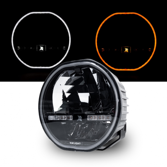 VIKLIGHT - Projecteur VENUS - Veilleuses LEDs blanches et orange - Mode flash - 135W - ⌀218mm - 12/24V