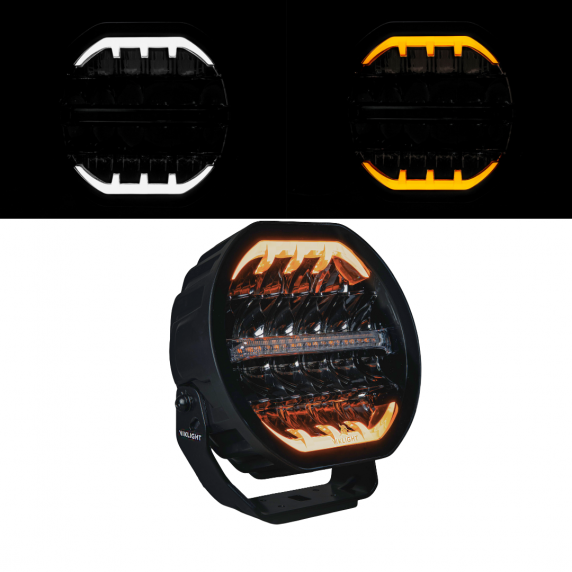 VIKLIGHT - Projecteur PEGASUS - Veilleuses LEDs blanches et orange + mode Flash - 192W - ⌀228mm - 12/24V