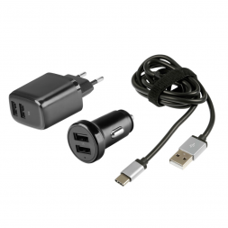 Kit chargeur USB + câble USB-C - 230V + 12/24V