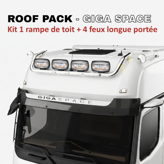 ROOF PACK pour Mercedes ACTROS GigaSpace 2011+ - Rampe de toit + 4x JUMBO Full LED w/ veilleuses blanches et orange