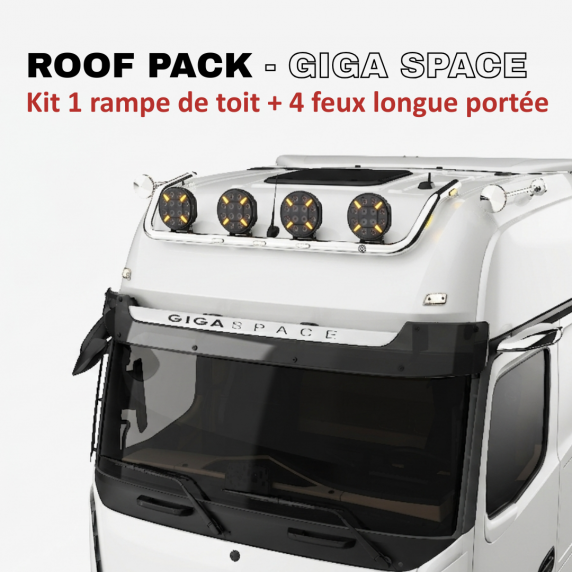 ROOF PACK pour Mercedes ACTROS GigaSpace 2011+ - Rampe de toit + 4x JUMBO Full LED w/ veilleuses blanches et orange