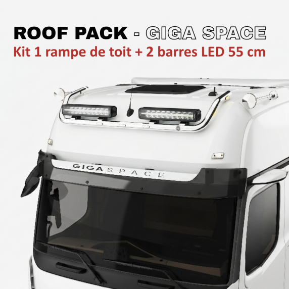 ROOF PACK pour Mercedes ACTROS GigaSpace 2011+ - Rampe de toit + 4x JUMBO Full LED w/ veilleuses blanches et orange