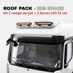 ROOF PACK pour Mercedes ACTROS GigaSpace 2011+ - Rampe de toit + 4x JUMBO Full LED w/ veilleuses blanches et orange
