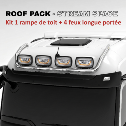 ROOF PACK pour Mercedes ACTROS StreamSpace 2011+ - Rampe de toit + 4x JUMBO Full LED w/ veilleuses blanches et orange