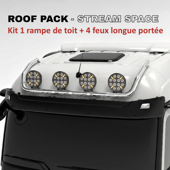 ROOF PACK pour Mercedes ACTROS StreamSpace 2011+ - Rampe de toit + 4x LEDSON Pollux9+