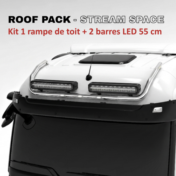 ROOF PACK pour Mercedes ACTROS StreamSpace 2011+ - Rampe de toit + 2x barres de LED 55 cm JUMBO