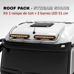 ROOF PACK pour Mercedes ACTROS GigaSpace 2011+ - Rampe de toit + 4x JUMBO Full LED w/ veilleuses blanches et orange