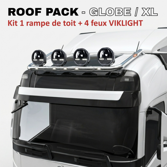 Roof Pack Volvo FH/FM - 1 rampe de toit w/ LEDs + 4x Projecteurs VIKLIGHT VENUS 135W