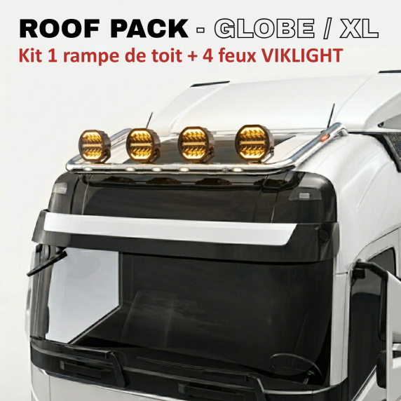 Roof Pack Volvo FH/FM - 1 rampe de toit w/ LEDs + 4x Projecteurs VIKLIGHT VENUS 135W