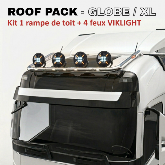 Roof Pack Volvo FH/FM - 1 rampe de toit w/ LEDs + 4x Projecteurs VIKLIGHT VENUS 135W