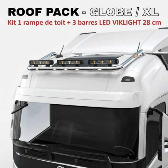 Roof Pack Volvo FH/FM - 1 rampe de toit w/ LEDs + 4x Projecteurs VIKLIGHT VENUS 135W