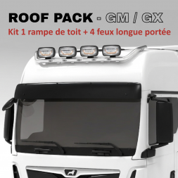 Roof pack MAN TGX - Rampe de toit + 4x projecteurs longue portée JUMBO FULL LEDs w/ feux de position blancs et orange