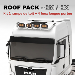 Roof pack MAN TGX - Rampe de toit + 4x projecteurs longue portée STRANDS Dark Knight Insane rectangles