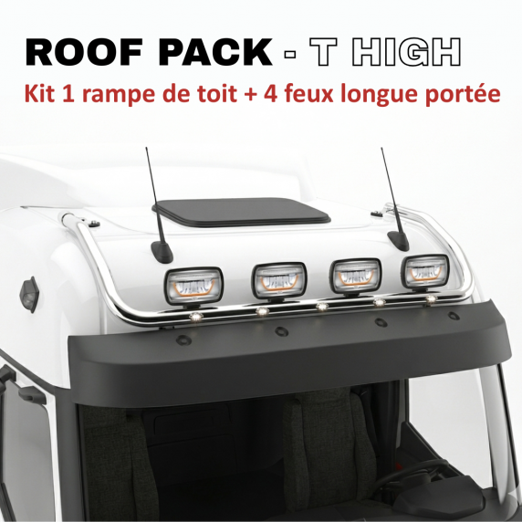 ROOF PACK pour Renault T High - Rampe de toit + 4x JUMBO Full LED w/ veilleuses blanches et orange